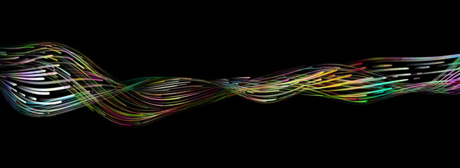 Abstract background with stripes of different colors and gradients. Particles in motion. technologies. Vector illustration