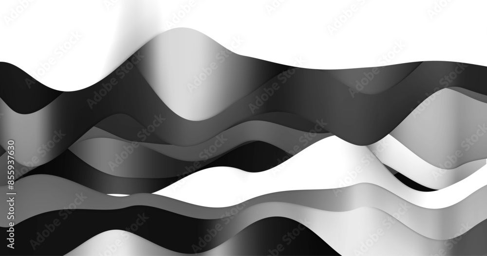Poster abstract image of wavy lines in gray gradient tones. vector illustration .