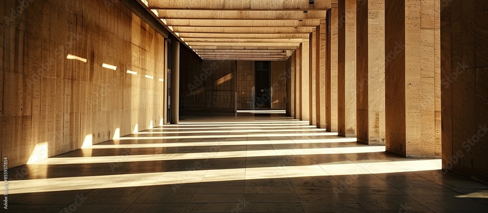 Poster the sunlight shines into the building as a shadow. copy space image. place for adding text and desig
