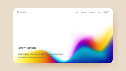 Abstract wave futuristic design of landing page. retro gradient mesh website design