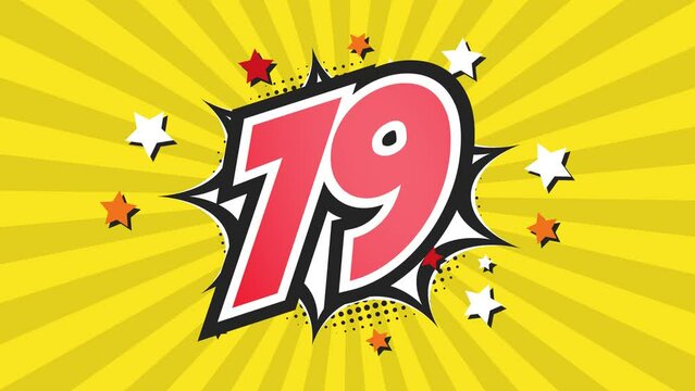 Animation of Number 19 - Nineteen - 19th nineteenth