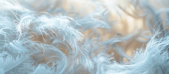 Extreme macro of polyester stable fiber. Selective focus, shallow depth of field. Copy space image. Place for adding text or design