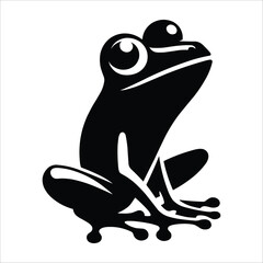 Frog Silhouette isolated on white background sitting frog vector shape icon