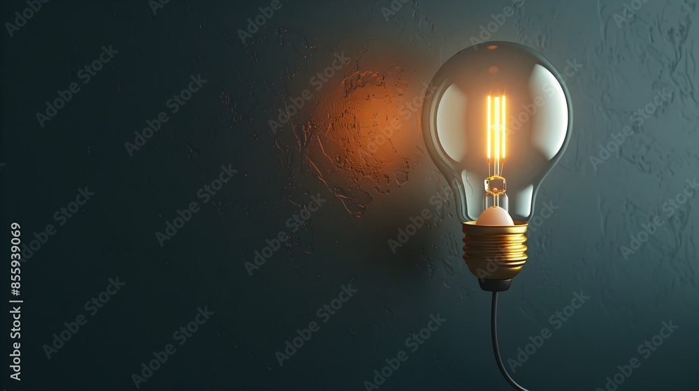 Poster glowing light bulb symbolizing powering up new ideas and concepts