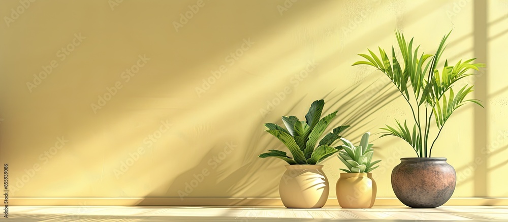Aufkleber home plants in a flower pots and vases. copy space image. place for adding text and design