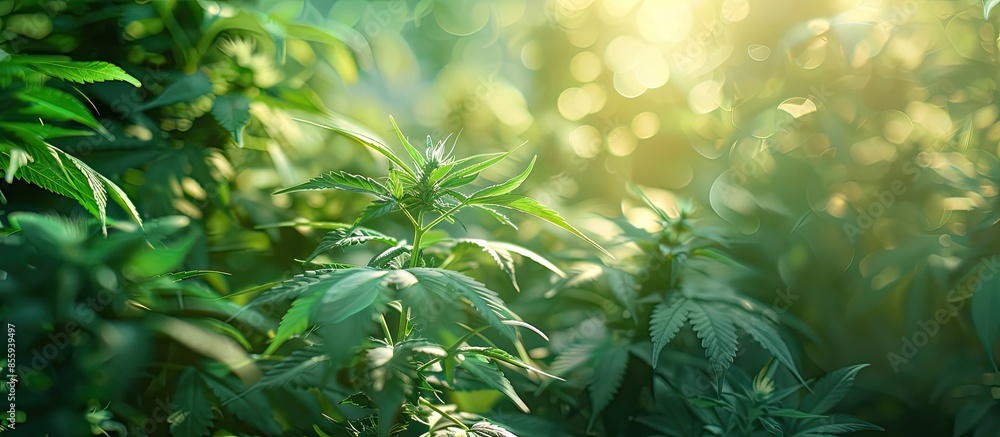 Poster commercial marijuana grow operation. copy space image. place for adding text or design