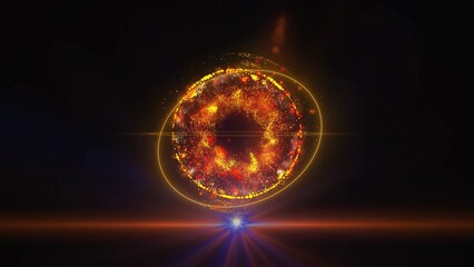 energy sector. Futuristic magical plasma circle glows in space.
