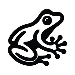 Obraz premium Frog Silhouette isolated on white background sitting frog vector shape icon