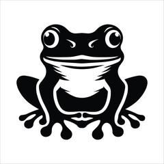 Frog Silhouette isolated on white background sitting frog vector shape icon