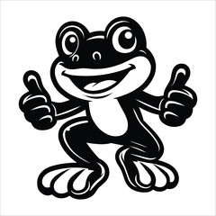 Happy Frog mascot vector illustration black Silhouette isolated on white background