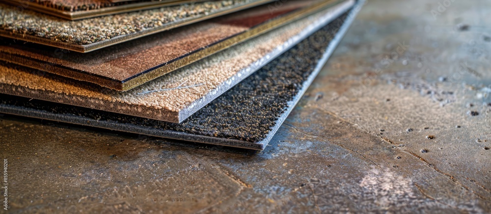 Poster a stack of carpet tile. copy space image. place for adding text and design