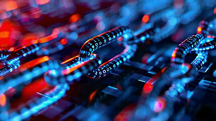 Blockchain data flow with binary code streams dynamic lighting 