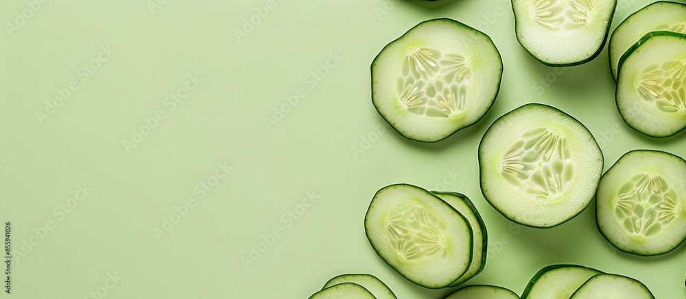 Aufkleber cucumber isolated on pastel background food isolated. copy space image. place for adding text and de