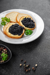 caviar lump fish seafood black caviar fresh meal food snack on the table copy space food background rustic top view