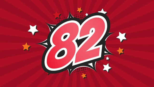 Animation of Number 82 - Eighty-Two - 82nd eighty-second