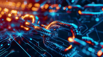 Blockchain technology in a sleek environment modern lighting 