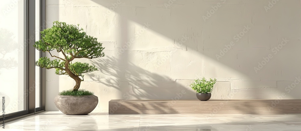 Aufkleber lemon cypress tree in interior of room. copy space image. place for adding text and design