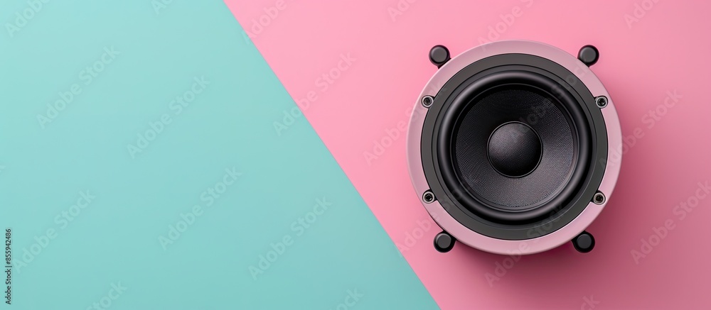 Poster sound audio speaker isolated on pastel background technology. copy space image. place for adding tex