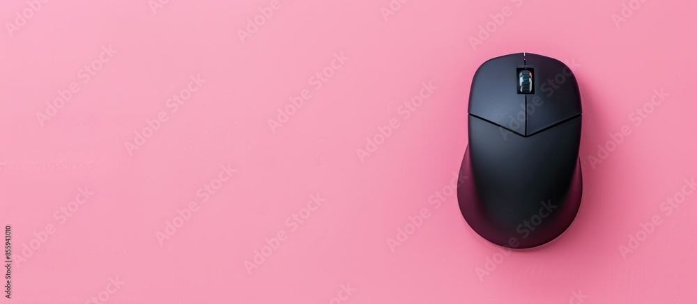 Poster mouse black color for dicut pastel background business. copy space image. place for adding text and 