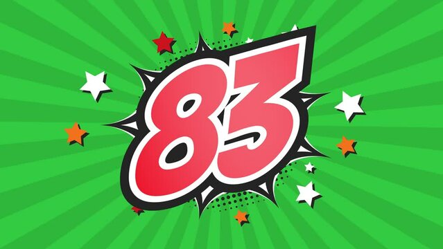 Animation of Number 83 - Eighty-Three - 83rd eighty-third