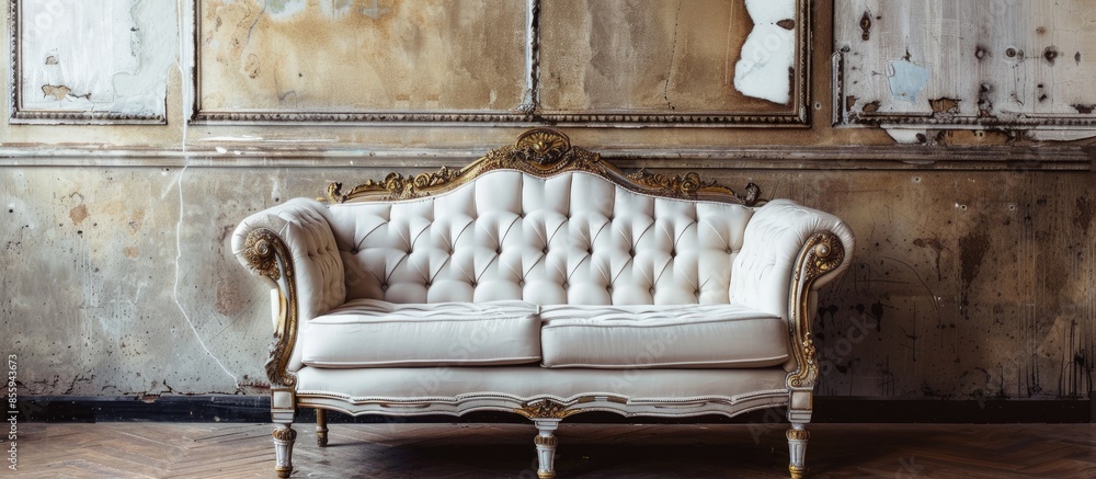 Poster settees antique sofas. copy space image. place for adding text and design