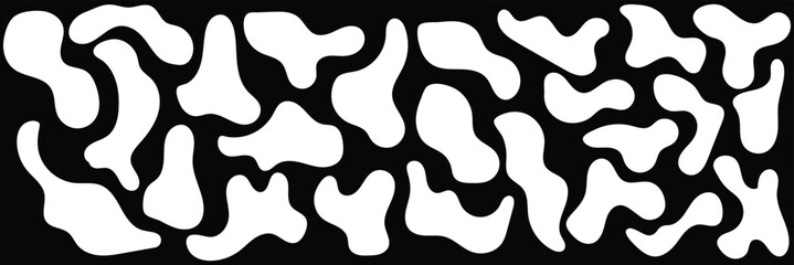 blob shape. Random abstract liquid organic irregular blotch shapes. Collection of modern forms and Liquid drop or fluid dynamic print.