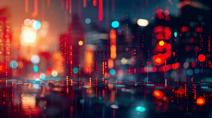 Crypto trading concept with city lights blurred in the backgroundglowing digital elements modern and energetic atmosphere 