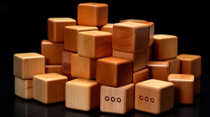 wooden cubes on a black background