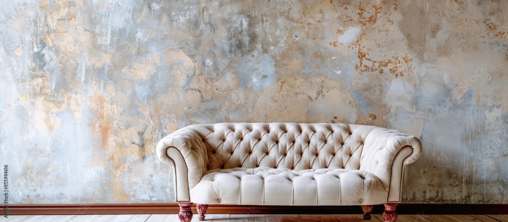 Poster beige sofa. copy space image. place for adding text and design