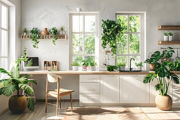 Fototapeta premium Kitchen with one table, one chair