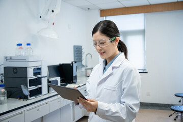 doctor working with tablet in lab