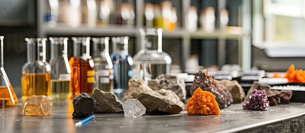 Aufkleber rock core samples a geological laboratory. copy space image. place for adding text or design