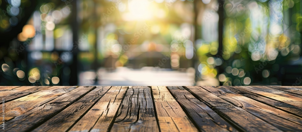 Aufkleber empty wood table in front of blurred background. . copy space image. place for adding text and desig