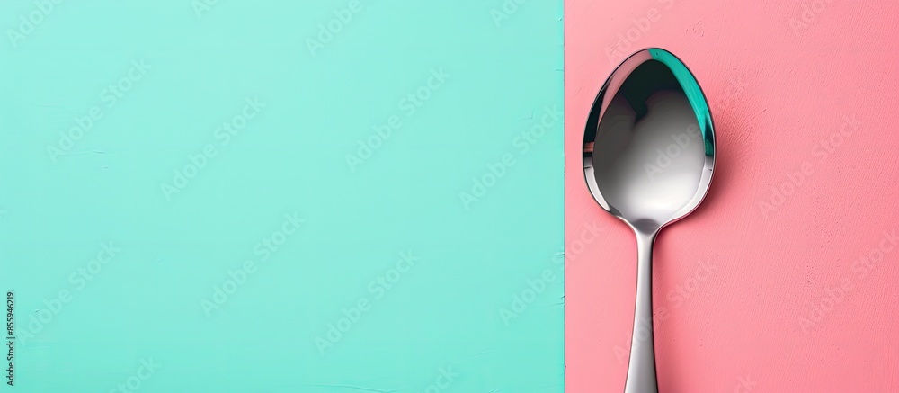 Poster soup spoon. isolated on pastel background, file includes a excellent clipping path. copy space image