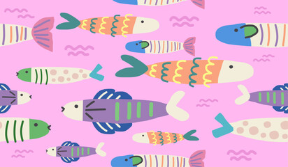 Cute fish pattern background vector design
