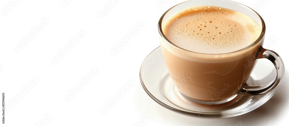 Canvas Prints Hot coffee with milk in glass cup isolated on white. Copy space image. Place for adding text or design