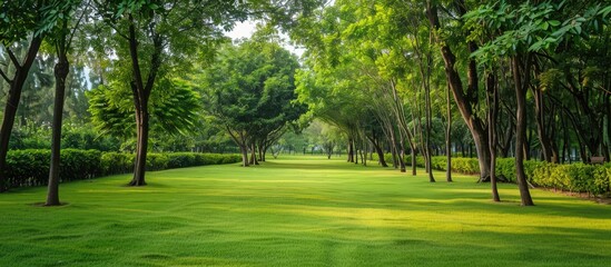 Obraz premium Green nature park. Copy space image. Place for adding text and design