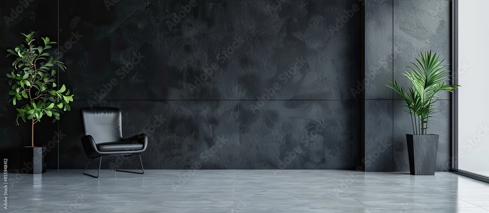 Poster empty abstract interior with black decor. copy space image. place for adding text and design
