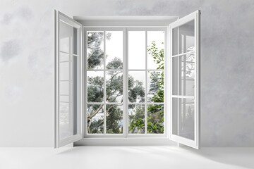 Fototapeta premium Close up window, tree view