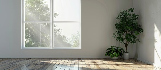 Fototapeta premium Room with window to furnish. Copy space image. Place for adding text and design