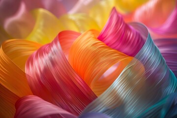 Colorful ribbons close-up on table