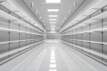 Obraz premium Supermarket shelves empty, deserted