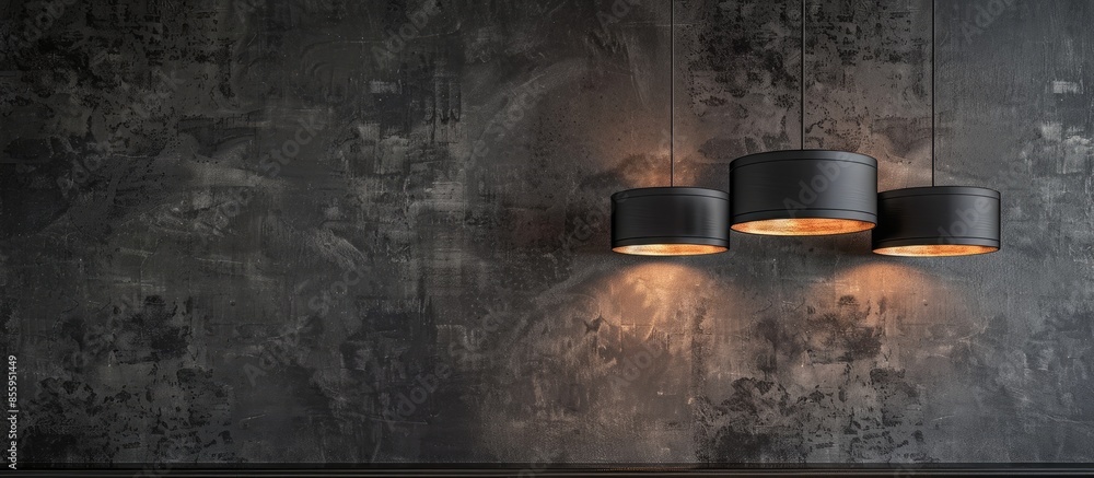 Poster modern and industrial style lamps. copy space image. place for adding text and design