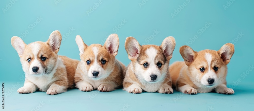 Aufkleber welsh corgi puppies on pastel background look art tone. copy space image. place for adding text and 