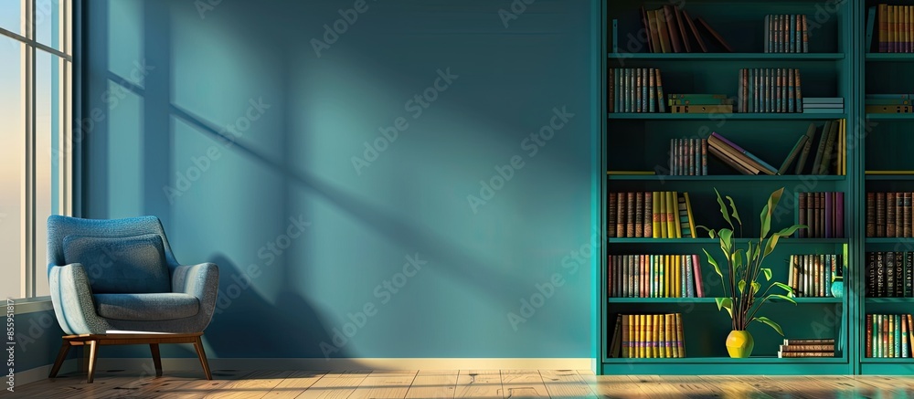 Poster decorative wall reading corner and a modern interior concept. copy space image. place for adding tex