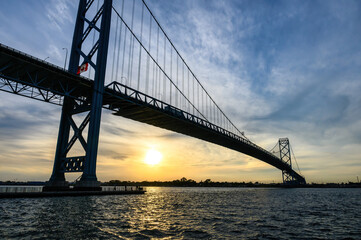 Ambassador Bridge. Commerce infrastructure in the border of the USA and Canada.