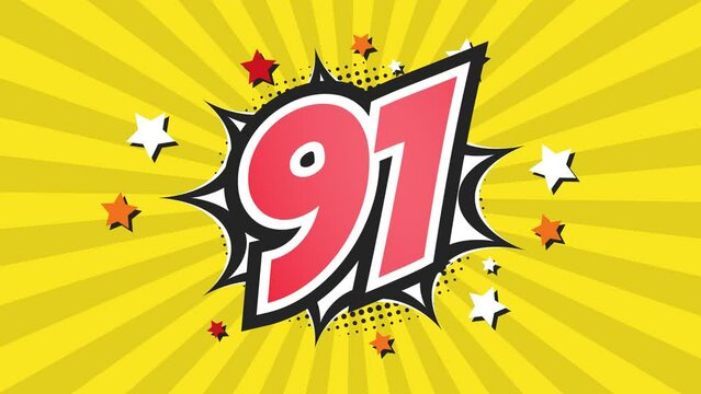 Animation of Number 91 - Ninety-One - 91st ninety-first