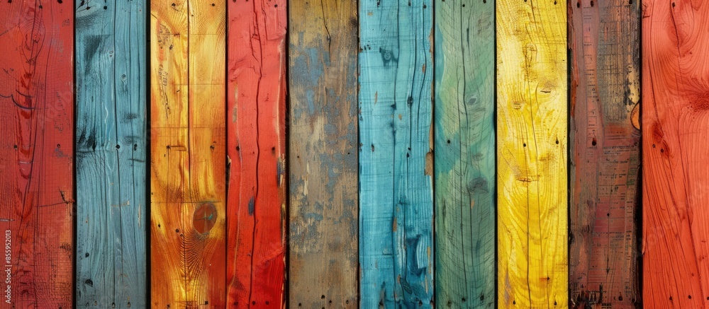 Poster texture of colored grunge wood for background. copy space image. place for adding text and design