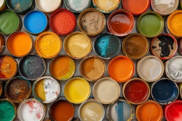 Project Home Decoration With Open Varnish Cans Top View