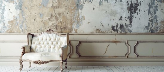 Classical style Armchair sofa couch in vintage room. Copy space image. Place for adding text and design